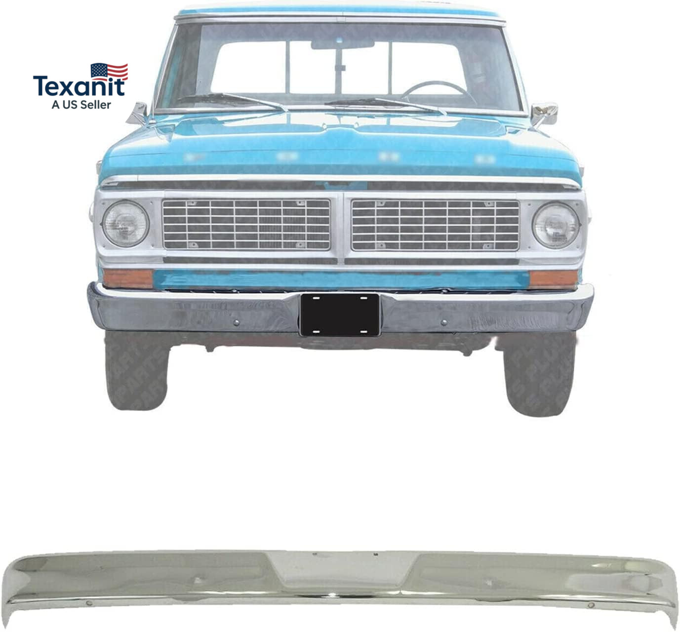 New Front Bumper Chrome Steel for 1967-1977 Ford F-Series F-100 F-250 F-350 F-50