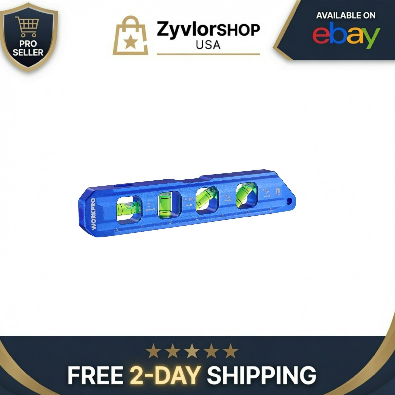 WORKPRO 8 Inch Magnetic Torpedo Level | Aluminum Alloy Construction