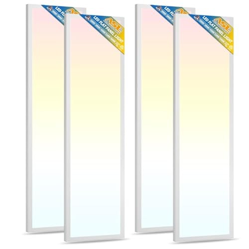 4-Pack 1x4FT LED Flat Panel Light Surface Mount, 1x4FT 5CCT (4-Pack) White