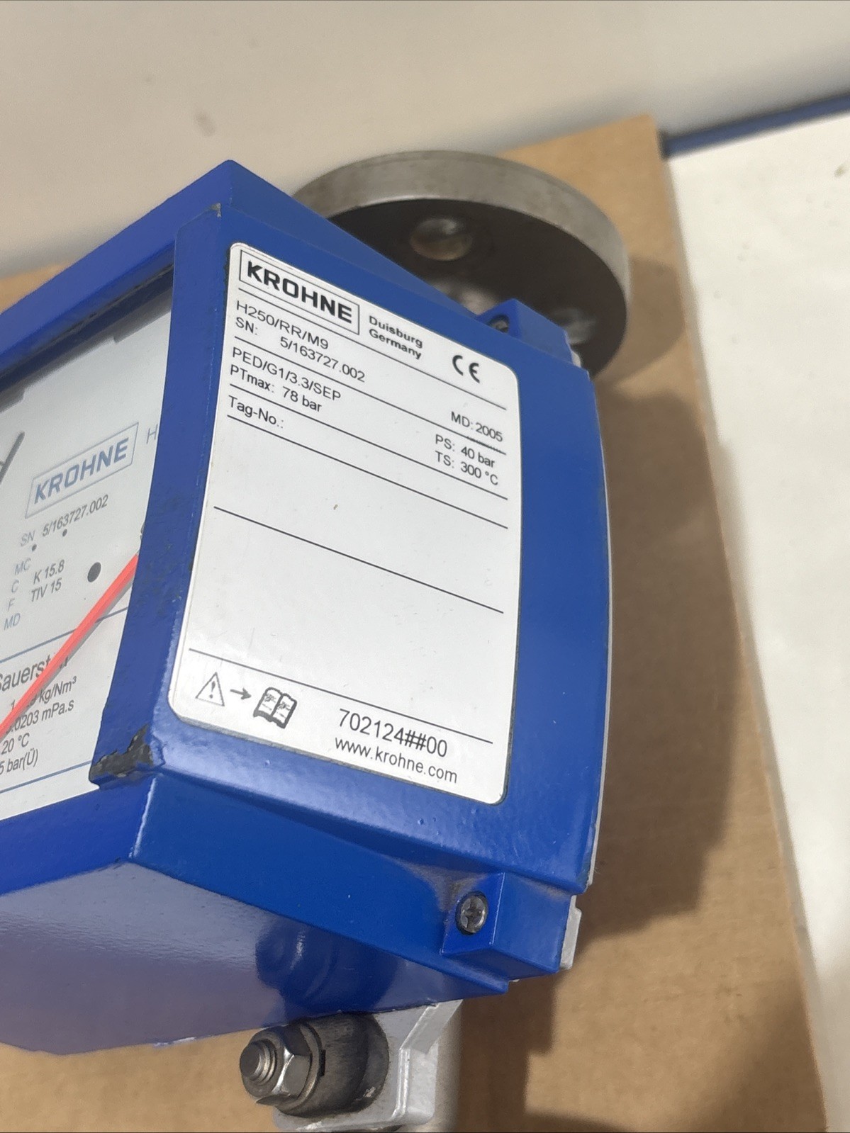 Krohne H250/RR/M9 Flow Sensor 40-78 Bar