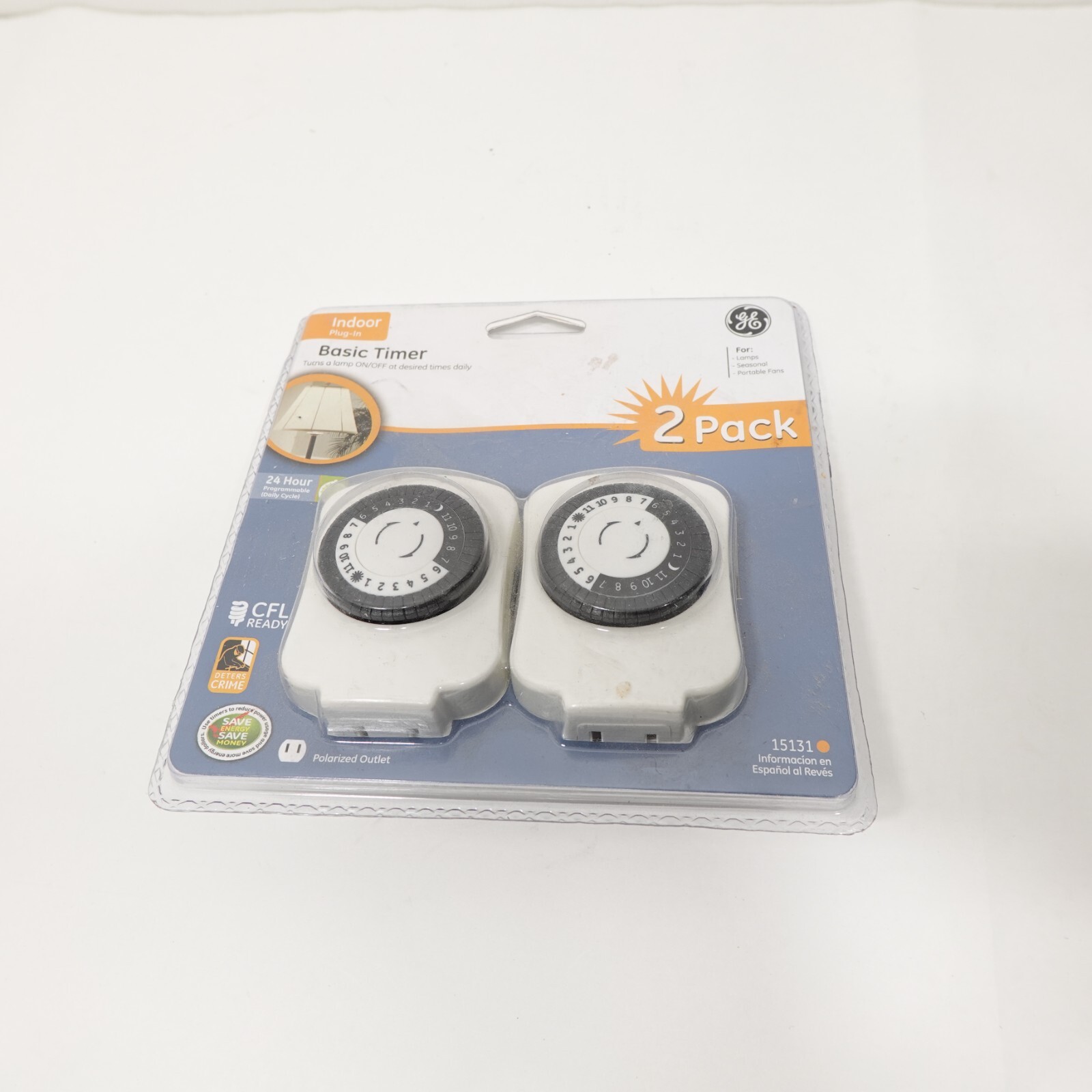 NEW GE Indoor Plug In Basic Timer 2 In Pack CFL Ready 24 Hr Programmable 15131