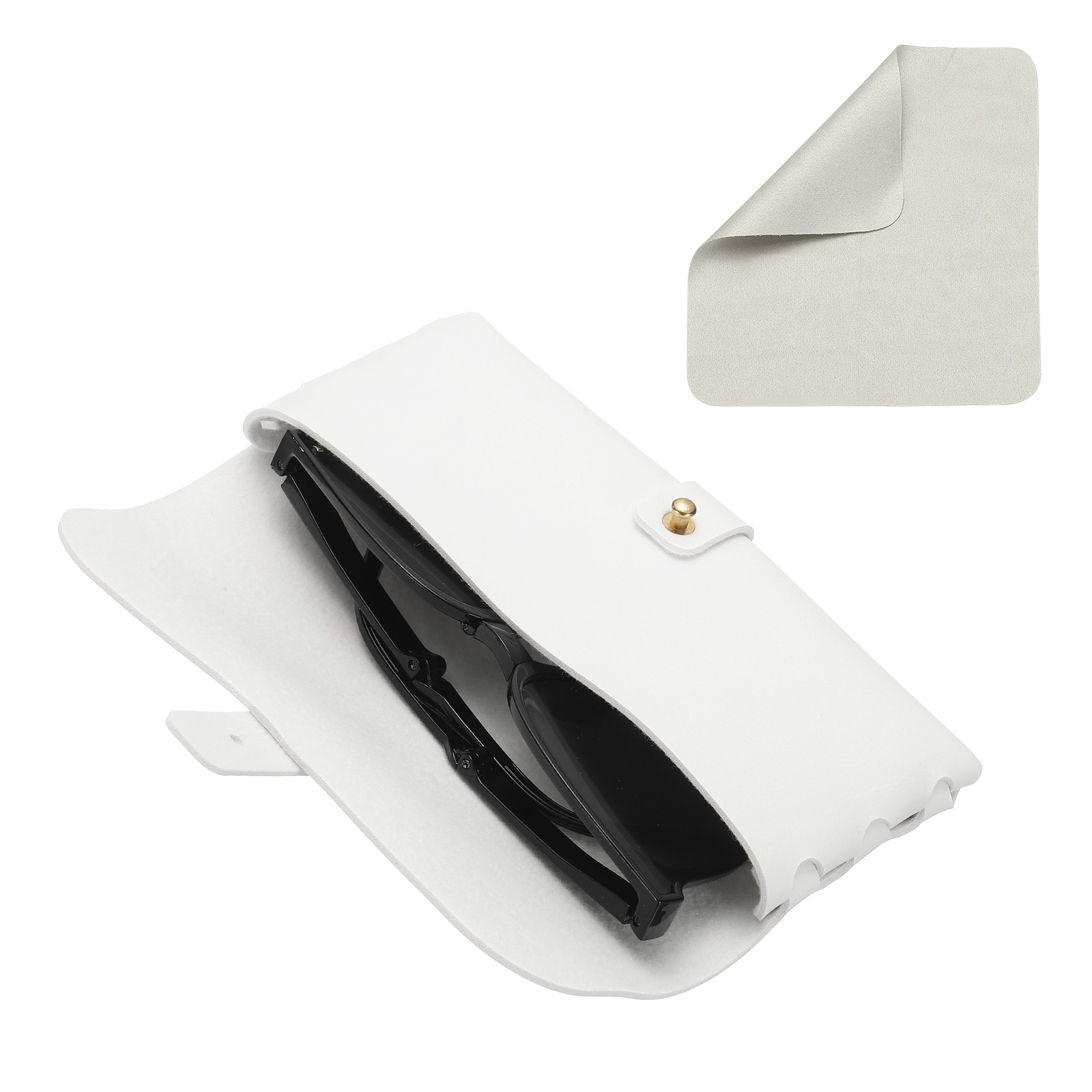 6.6" x 1.1" x 3" Leather Eyeglass Cases with Cleaning Cloth White)