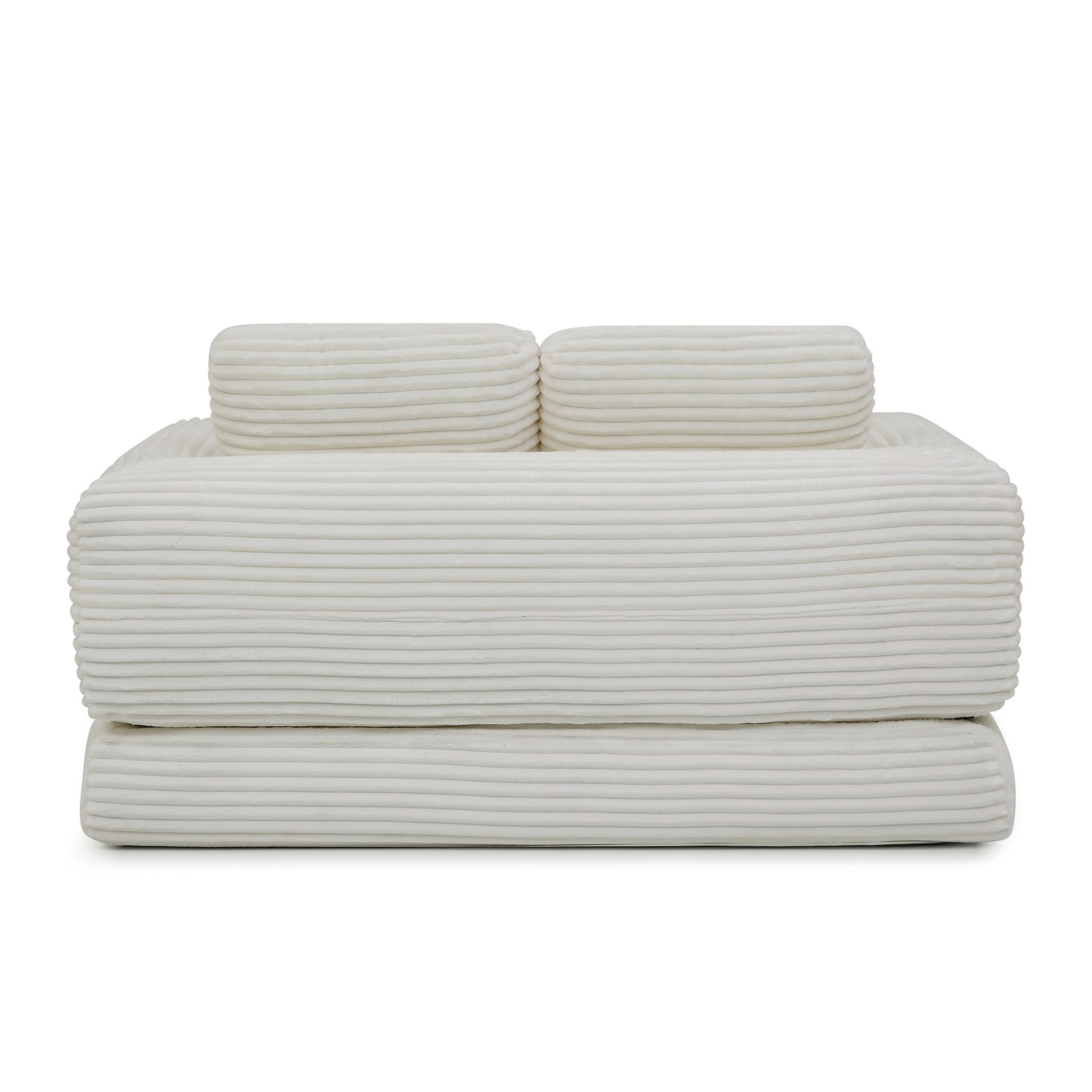 2-in-1 Folding Convertible Sofa Bed, Modern Corduroy Sleeper Couch with 2*pillow