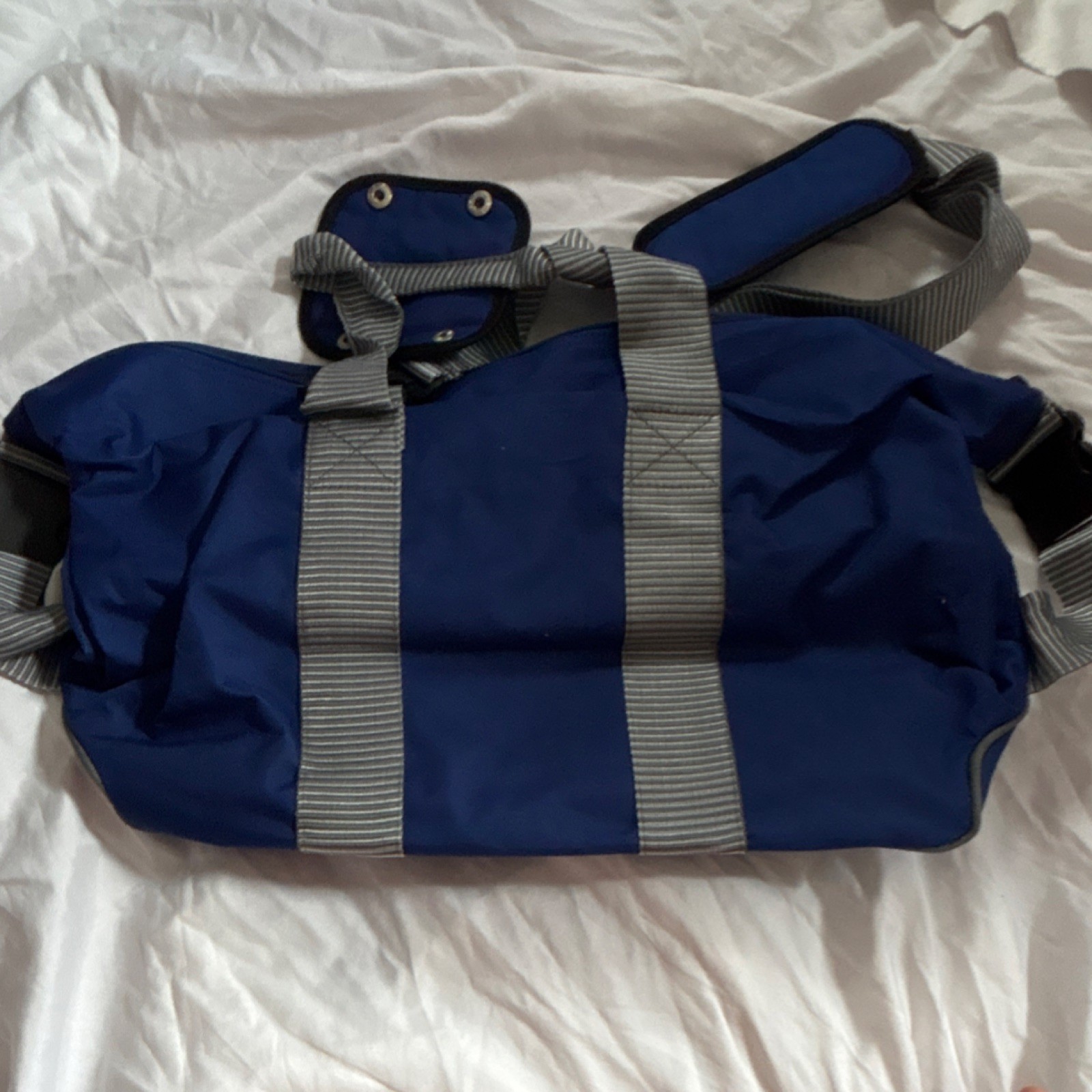 Blue Nylon Grip Gym Bag with Zip Closure, Adjustable Strap, 2 Pockets