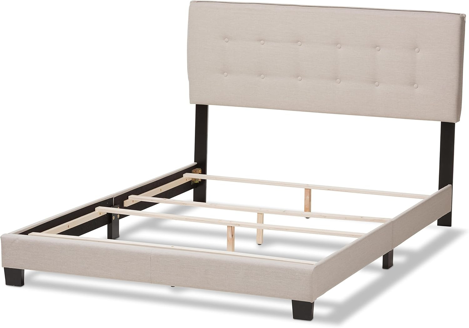 Audrey Light Beige Upholstered Full Size Bed - Modern Contemporary Design