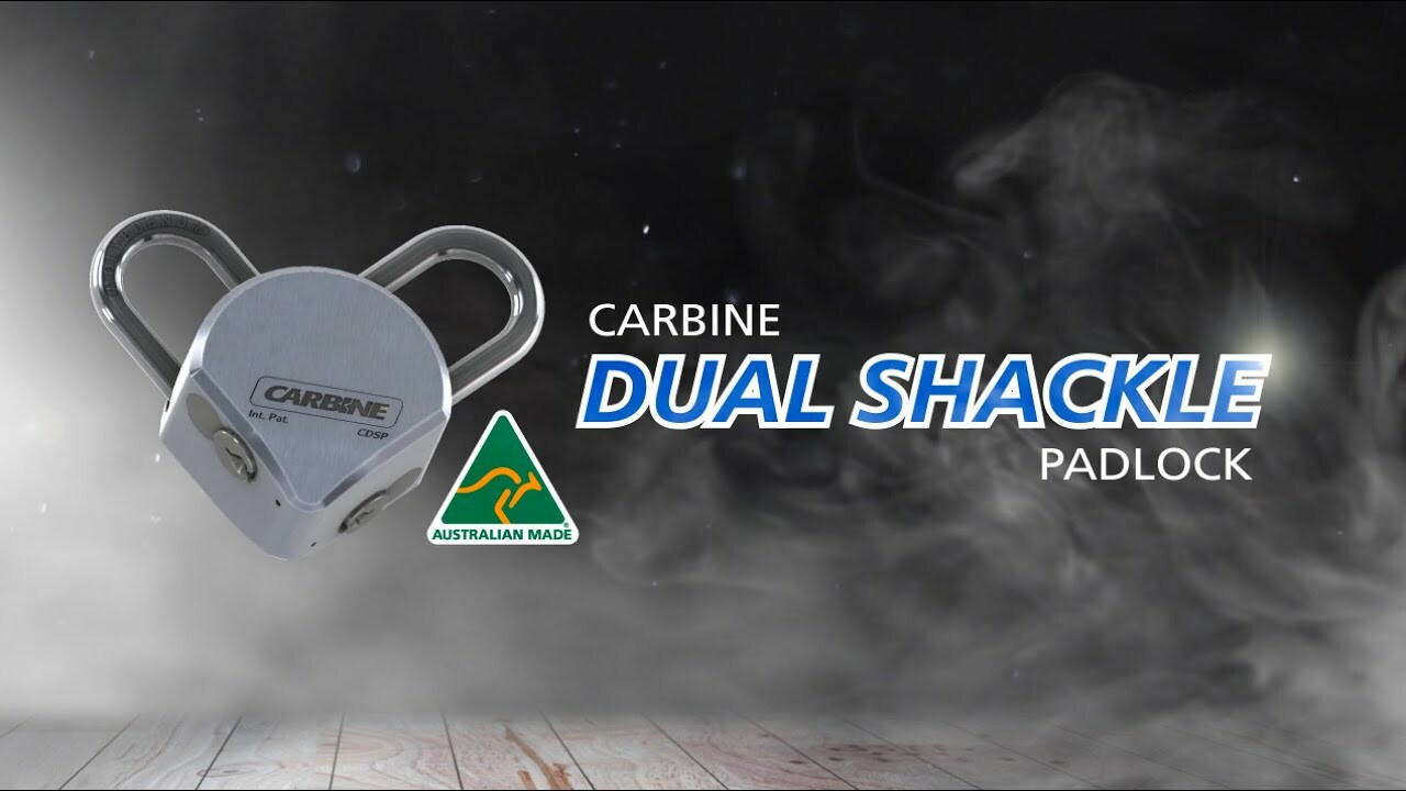 Carbine Dual Shackle Padlock. 2 Separate Key Users Can Open Lock