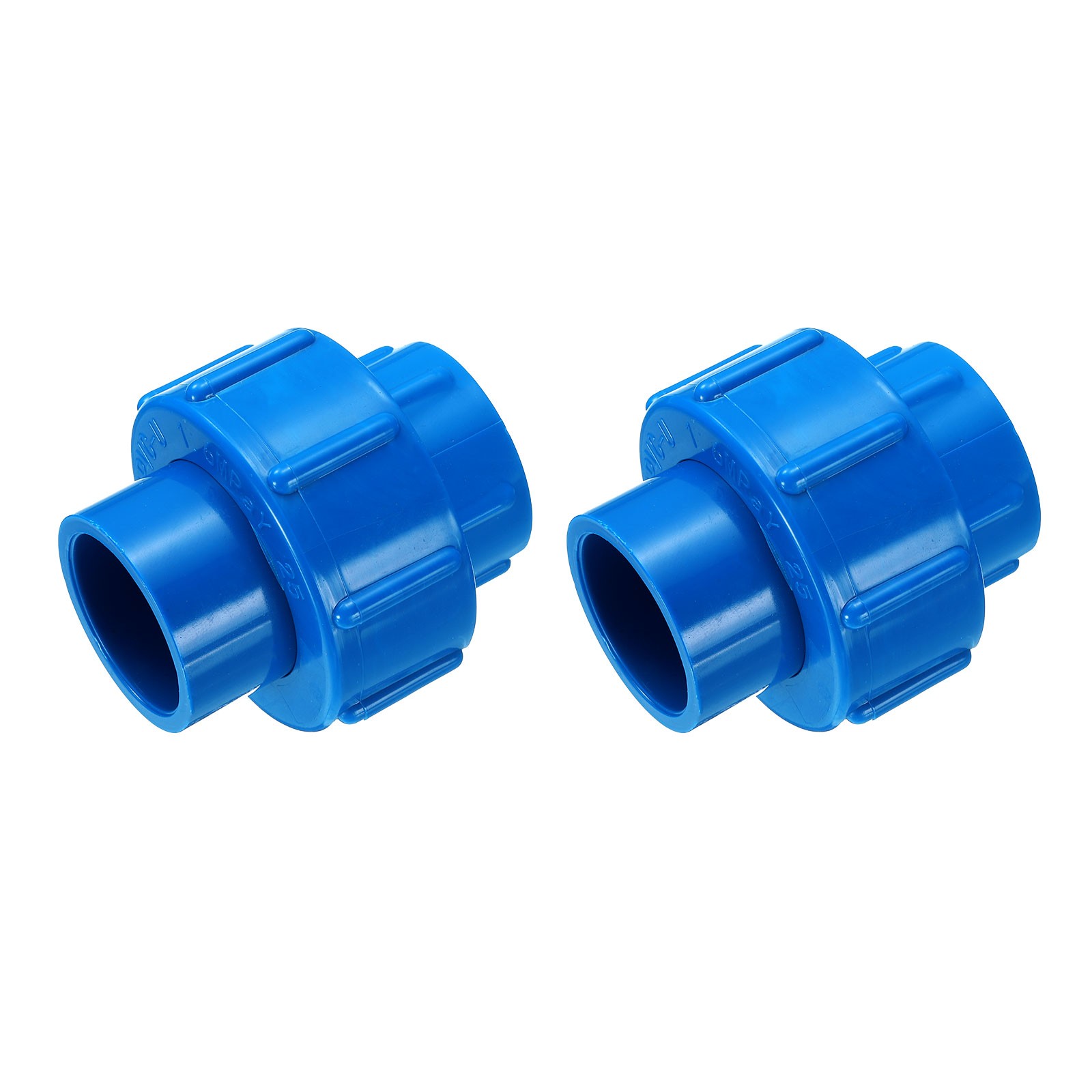 2 Pcs 3/4" Union PVC Coupling Pipe Fitting Adapter, Blue