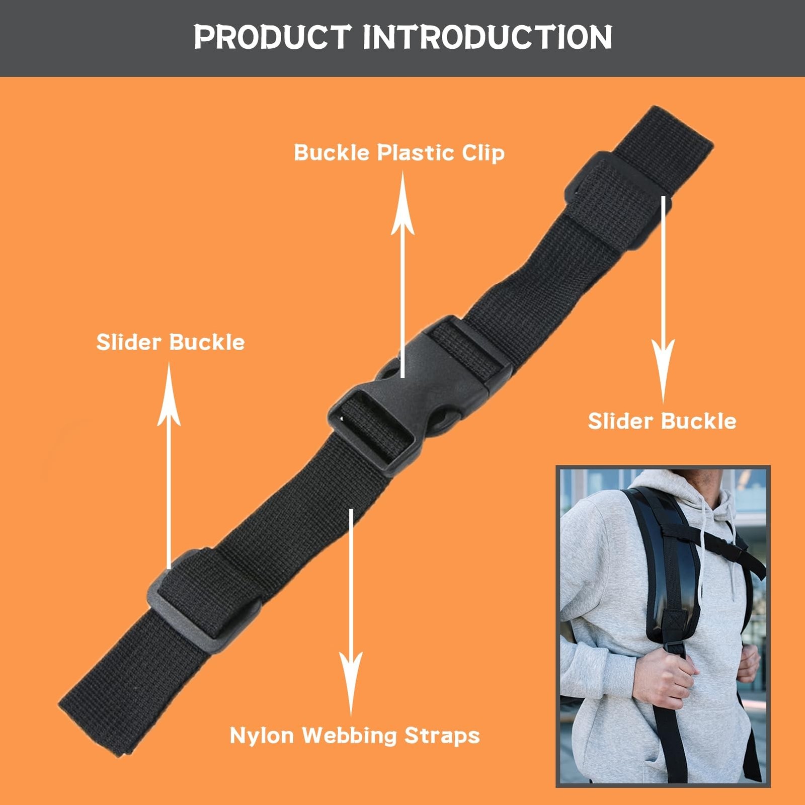 Backpack Chest Strap 2pcs Heavy Duty Adjustable Backpack Sternum Strap Chest ...