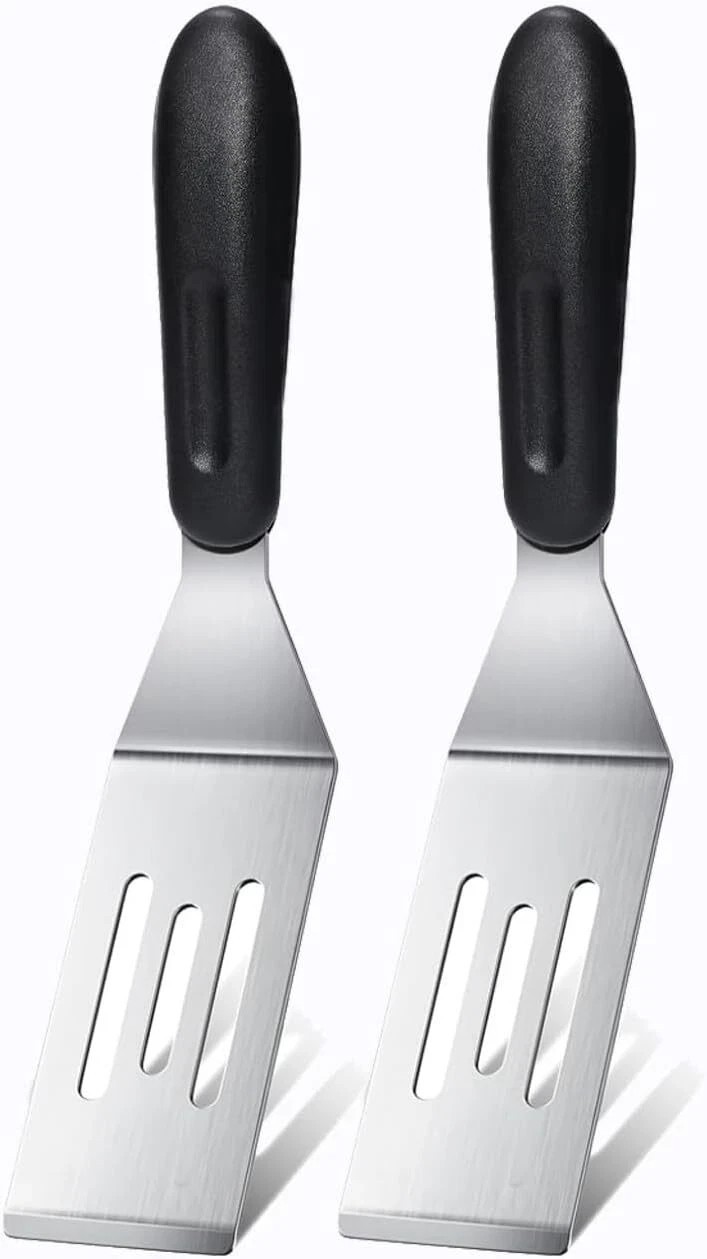 Mini Slotted Spatula Turner 2 Pack Stainless Steel for Cast Iron Skillet Use