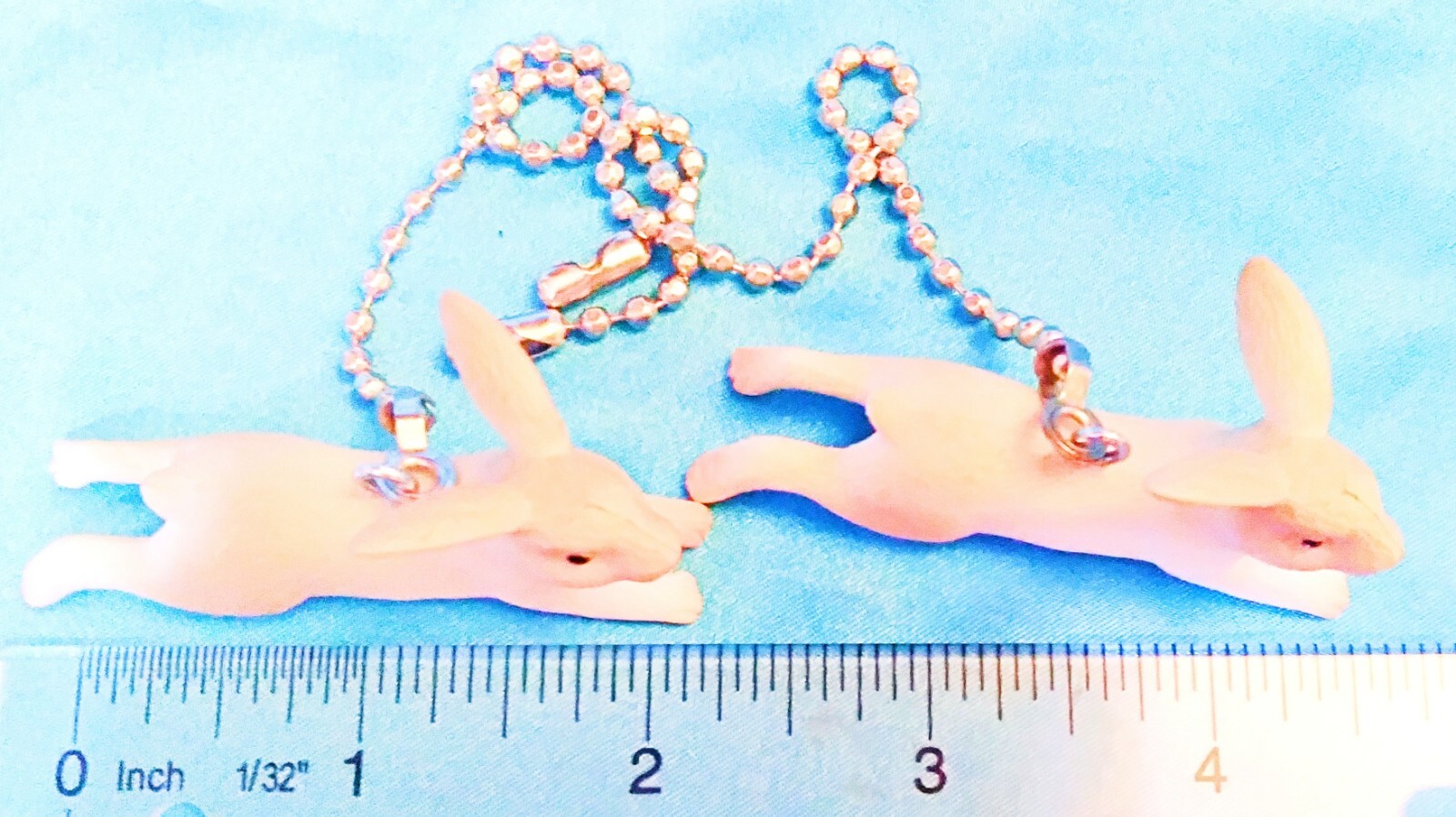 Set of Two ~ RABBITs White Lying Down Bunnies Bunny ~ Ceiling Fan Pulls