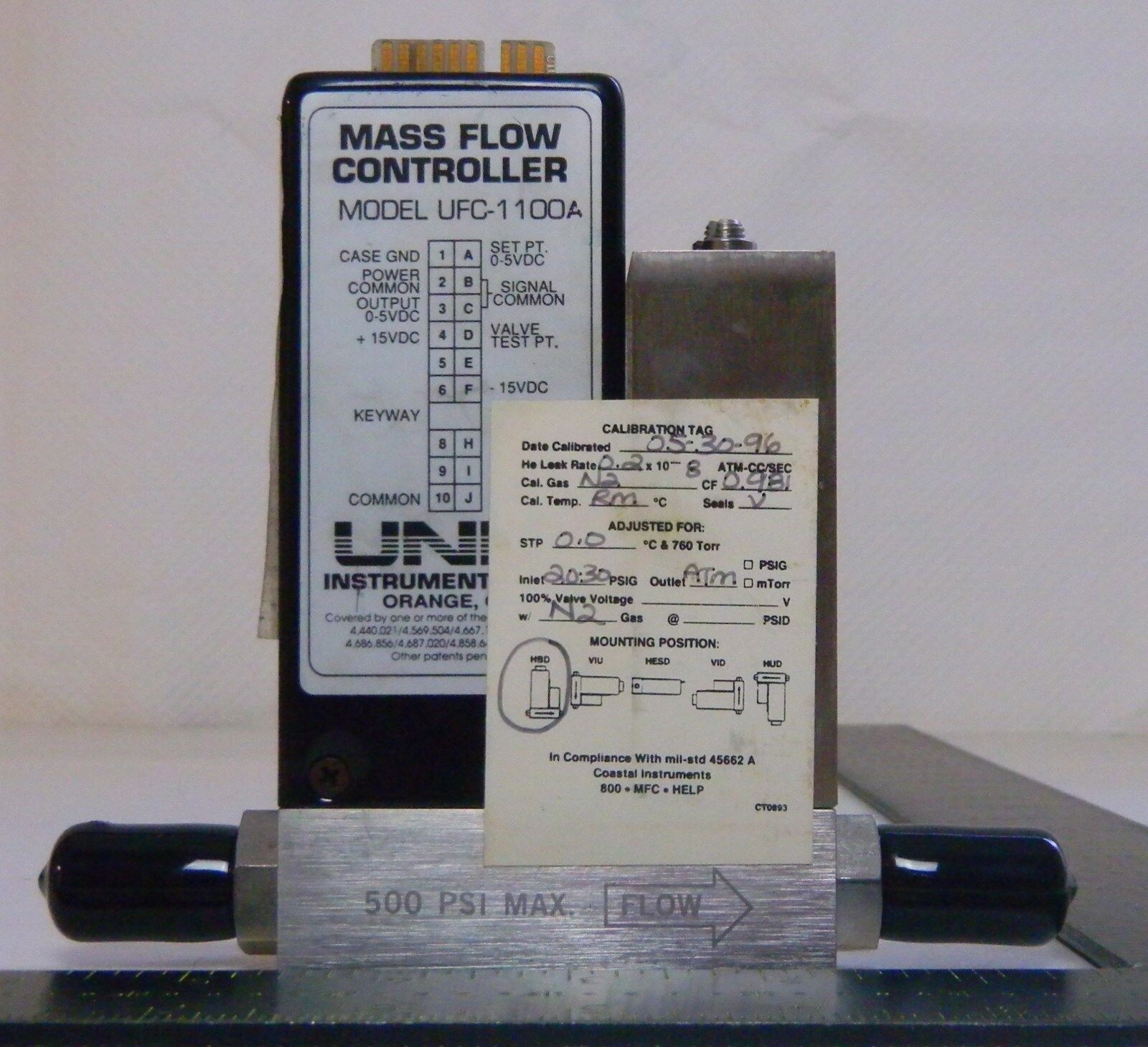 Unit UFC-1100A Mass Flow Controller ,Gas- O2,Range- 5SLM, Used