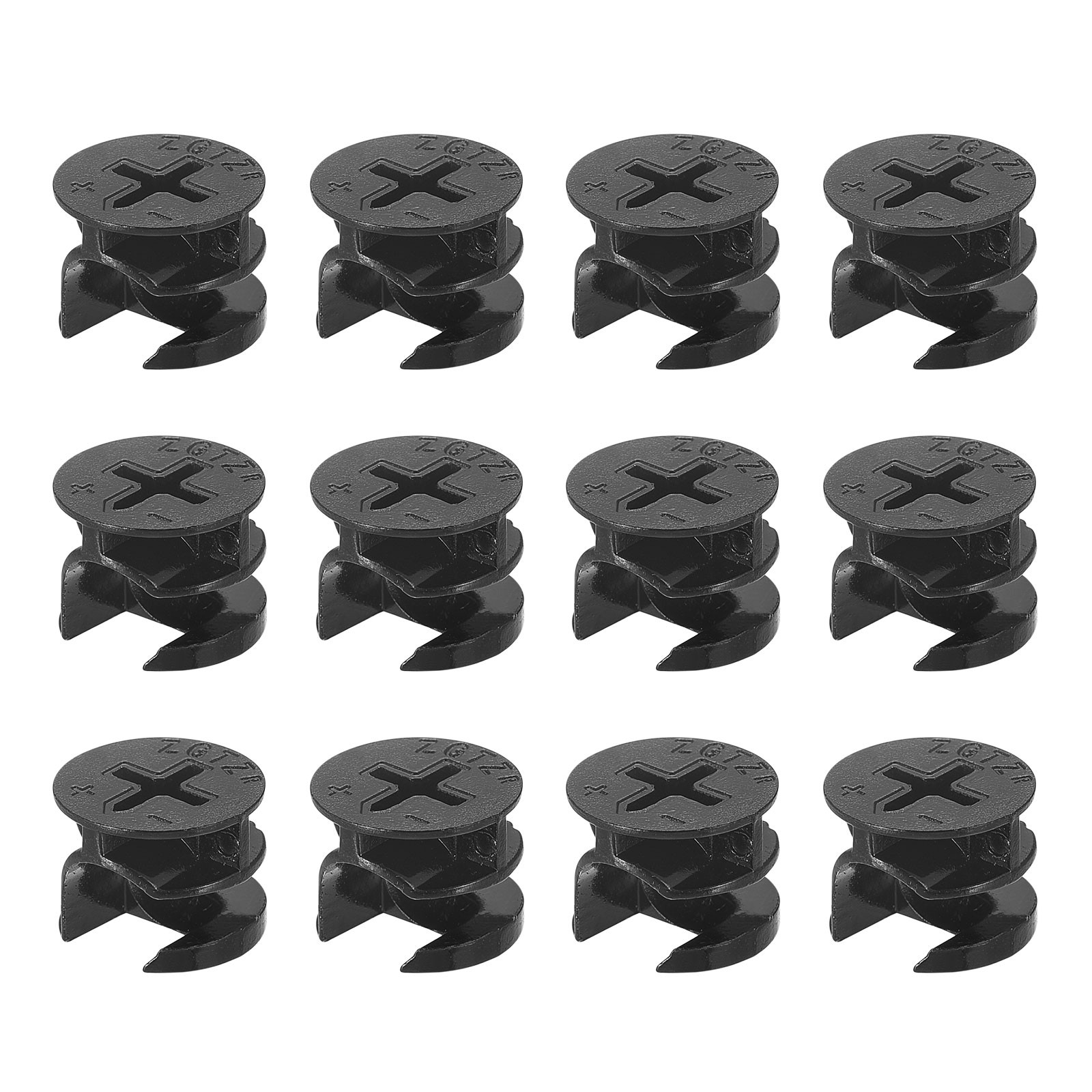 12pcs Cam Lock Nut 15x12mm Joint Connector Locking Nuts Black