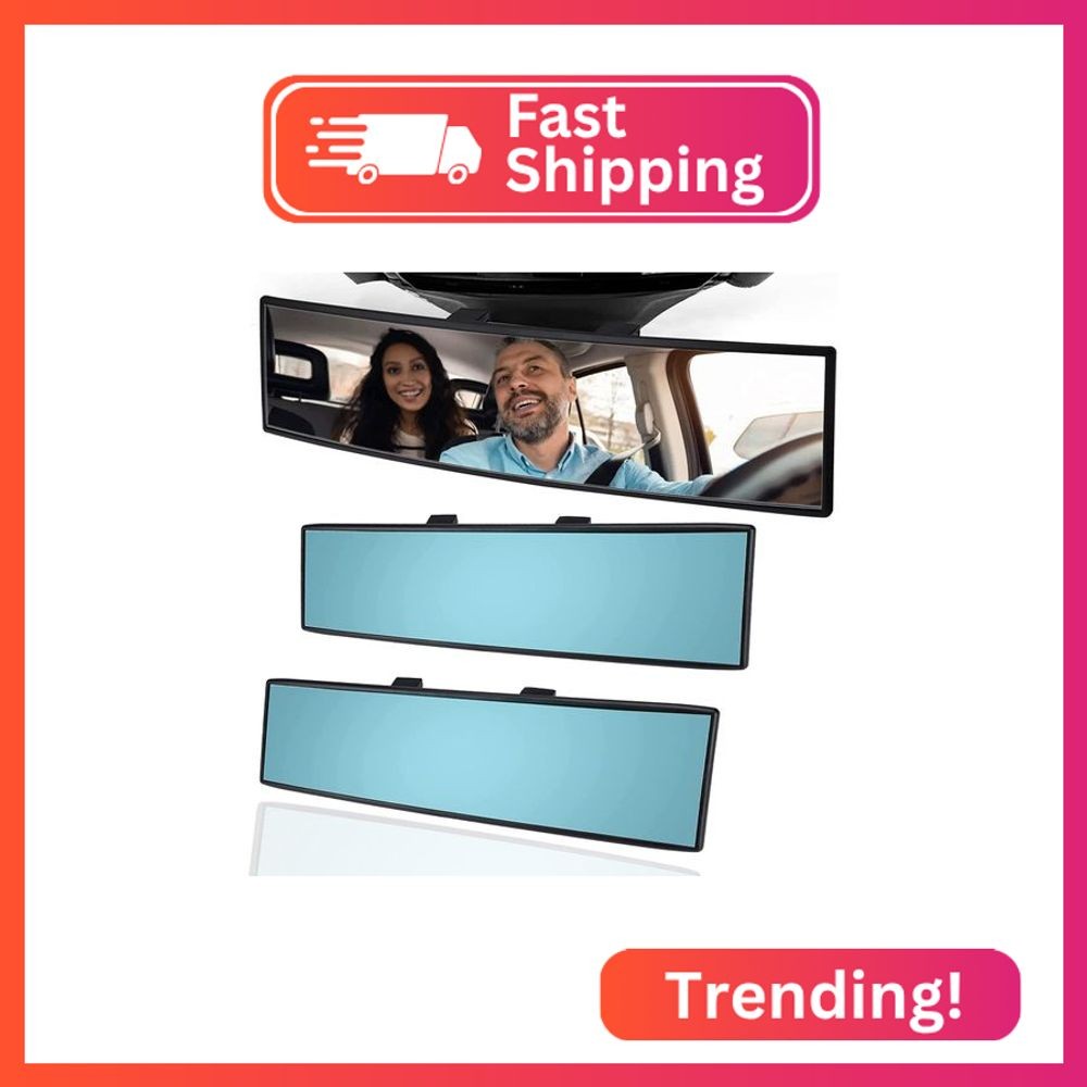 OBTANIM 2 PCS Car Rearview Mirror 12 Inch HD Glass Anti Glare Clip On Panoramic