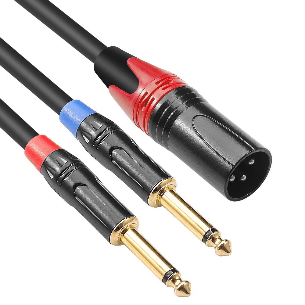 Disino Dual 1/4 inch to XLR Male Y Splitter Cable,Male 3.3 Feet, Black