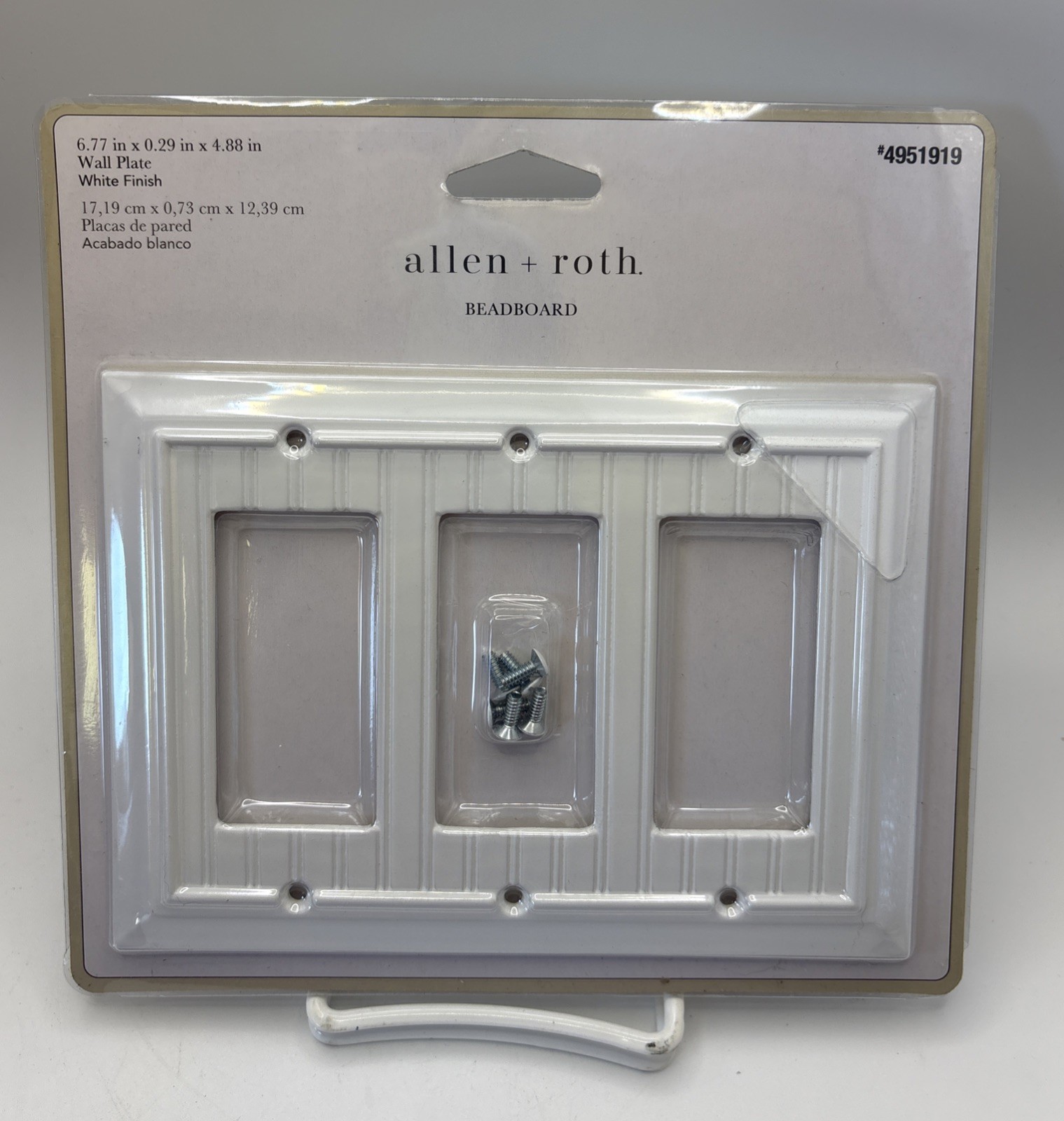 Brainerd W37239-PW Pure White Beadboard Triple GFCI Wall Cover Plate