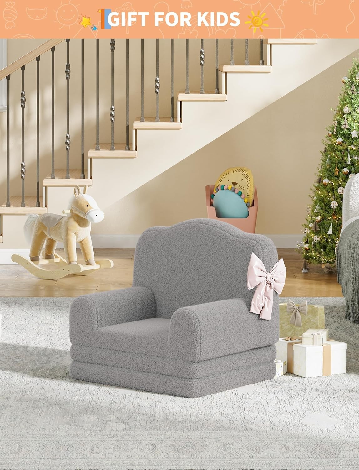 Kids Couch 2in1 Comfy Toddler Couch Fold Out Convertible Sofa Lounger Kids Chair