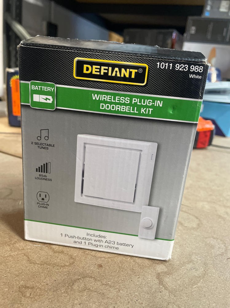 Wireless Plug-In Doorbell Kit with 1 Push Button, White