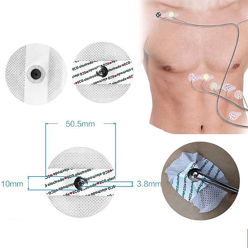 50 Pcs Disposable Electrode Pads 50mm for Portable Heart Monitor Health Care Aid