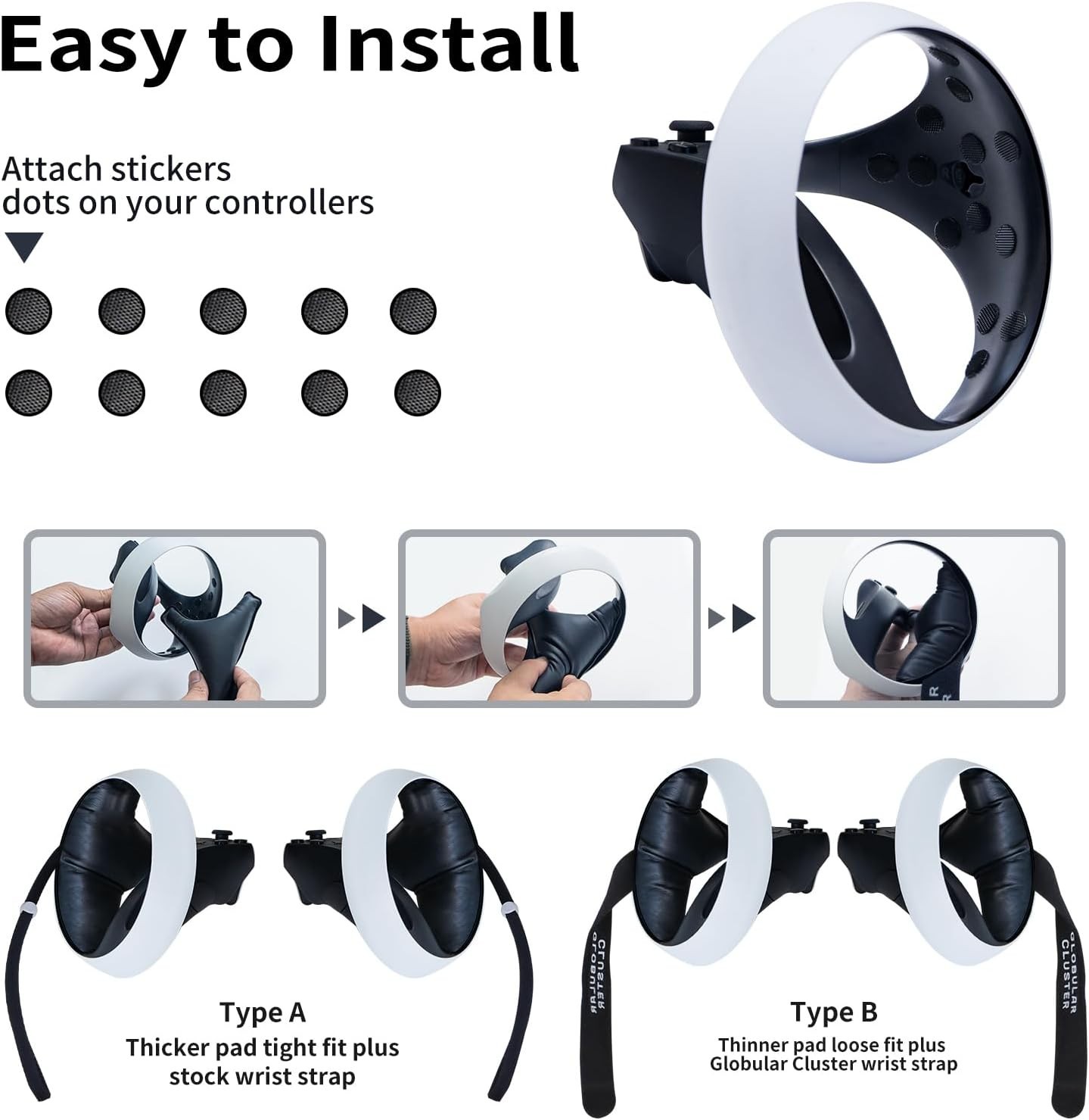 Comfortable Controller Grips Compatible with PSVR2 Motion-Sensing Controllers