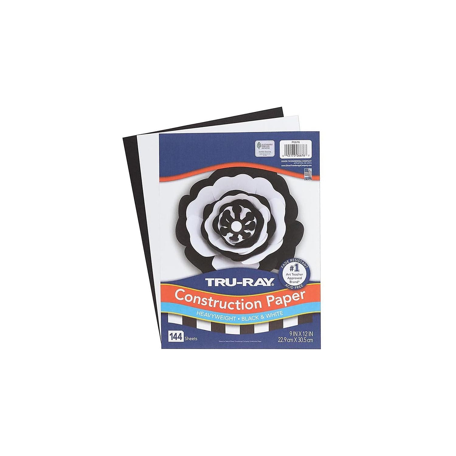 9-inch x 12-inch Construction Paper, Black/White, 144 Sheets/Pack (P6676)