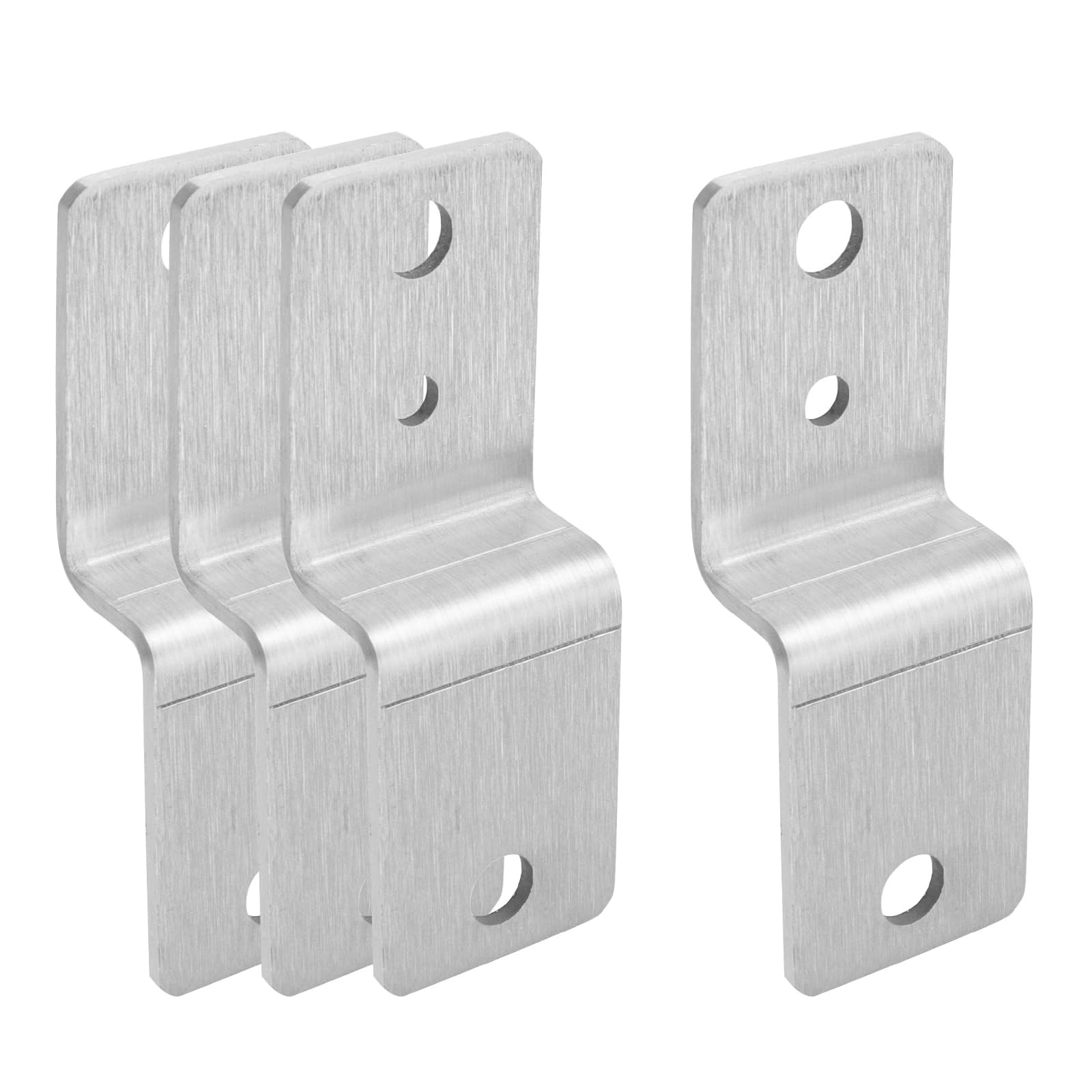 4pcs Z Brackets 2" Ã— 4/5" Door Barricade Brackets Silver Double Angle Brace S