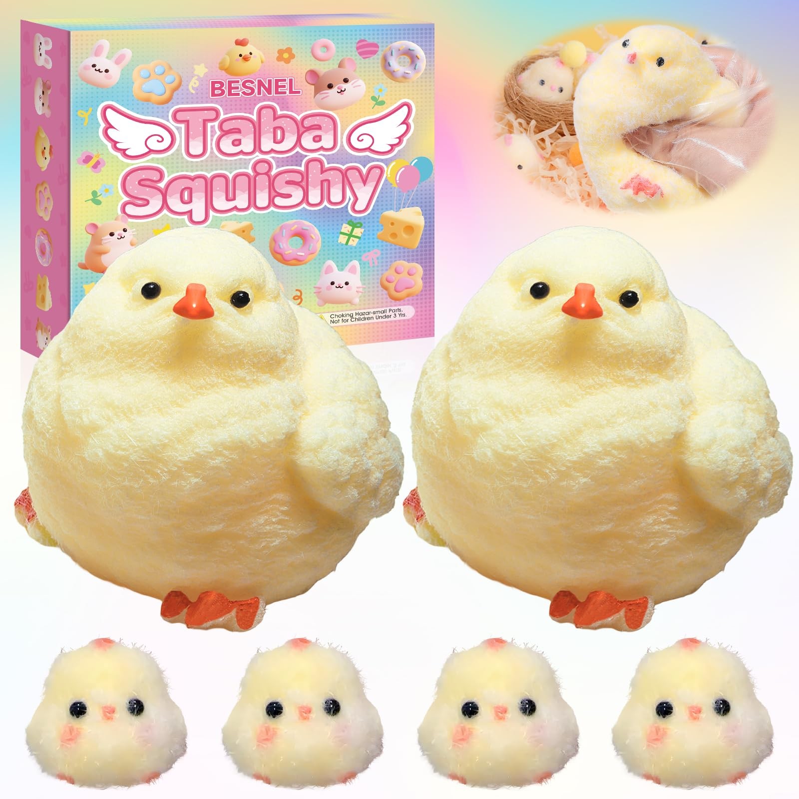 6Pcs Big Taba Squishy -3.15in, Handmade Ultra Soft Chick Taba Squishy Kit, Cu...