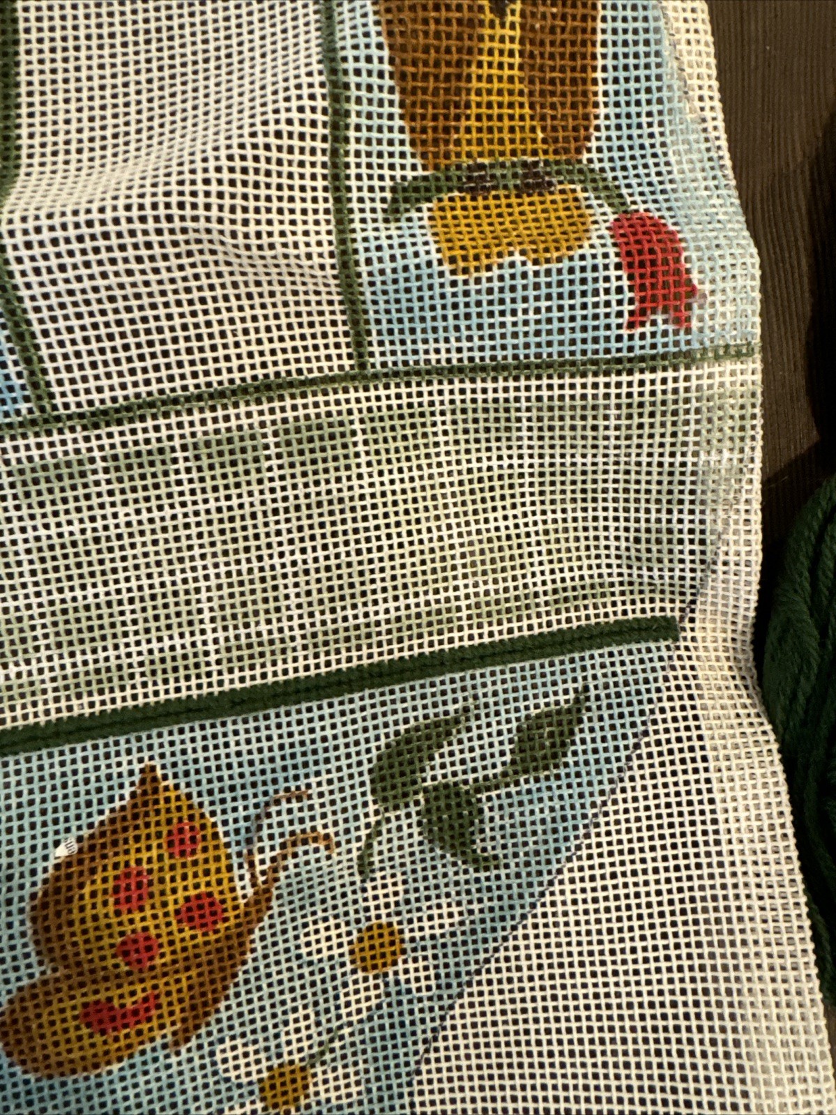 VTG Needlepoint Racquet Cover Canvas With Thread Arrowpoint