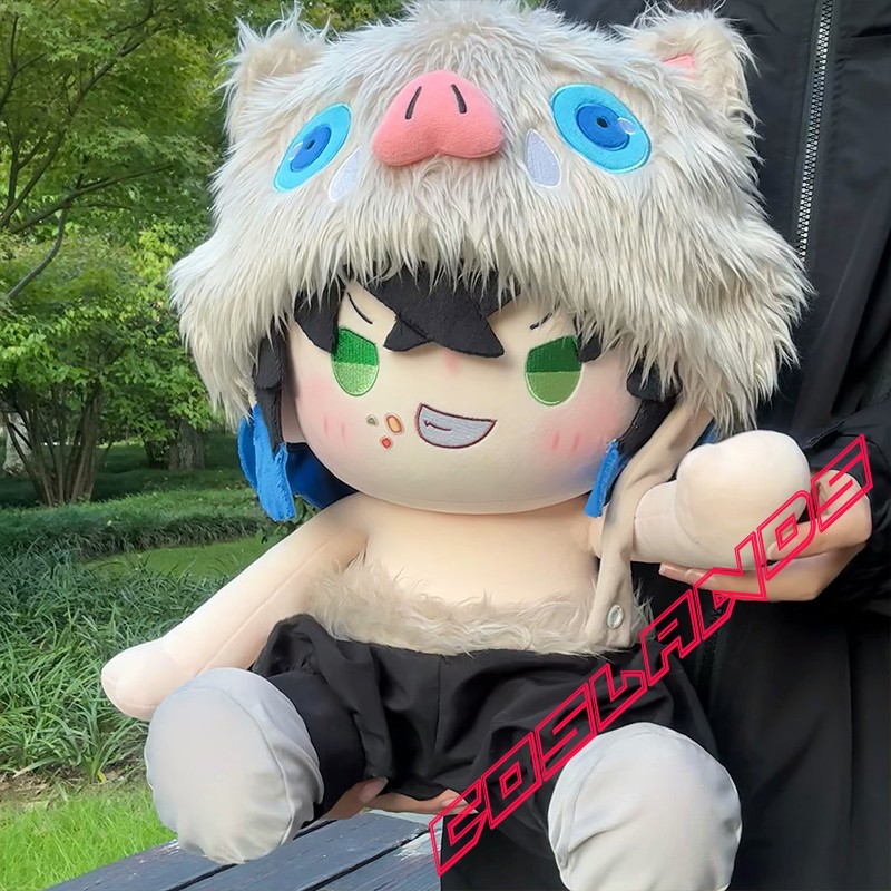 40cm Demon Slayer Hashibira Inosuke Dress up Plush Doll Anime Cosplay Pillow Toy