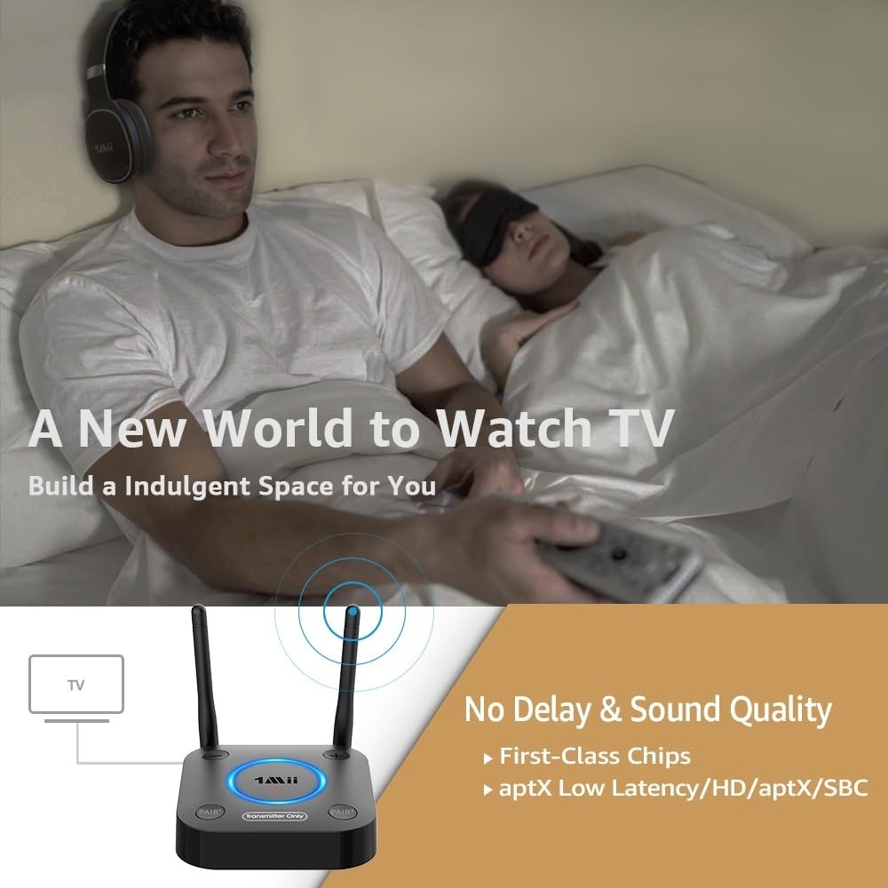 1Mii Bluetooth 5.3 Transmitter for TV - Wireless Audio Adapter
