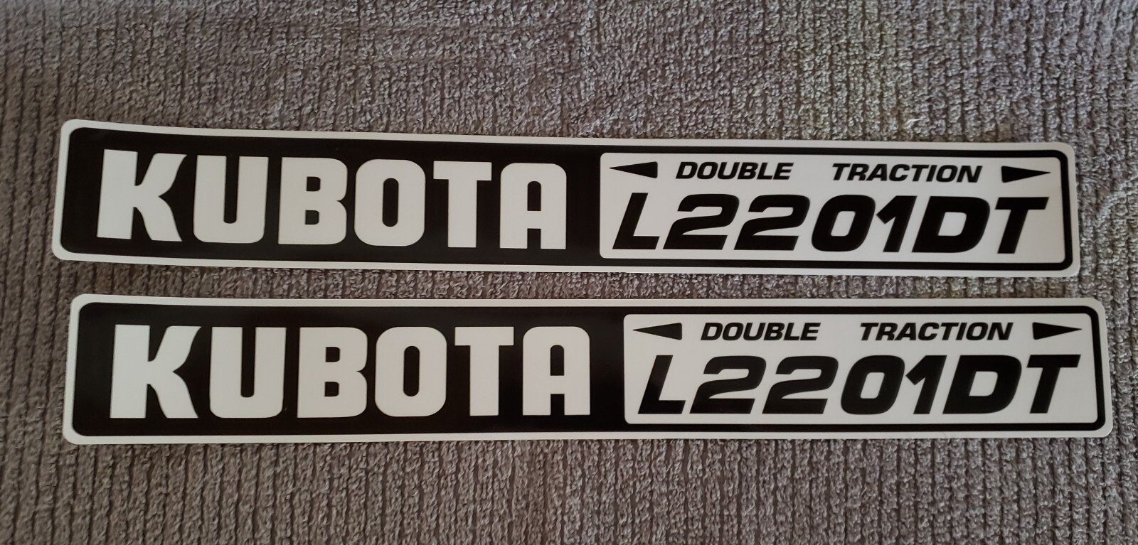 KUBOTA L2201DT Quality Reproduction Hood Decal Set - White on Black - For KUBOTA
