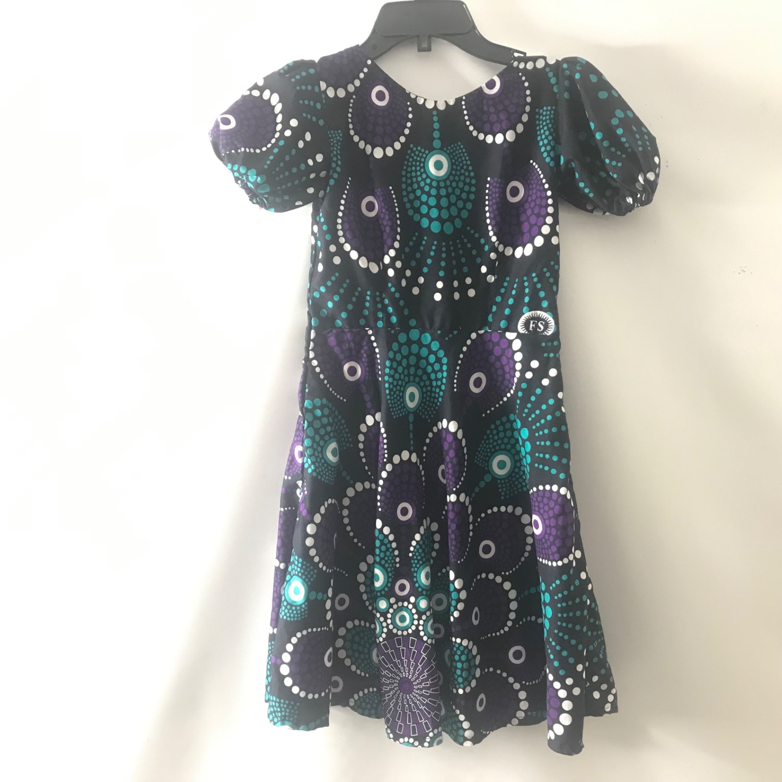 Girls Size 6 Dress Handmade African Print Ankara A-Line Flare Shortsleeve Ethnic