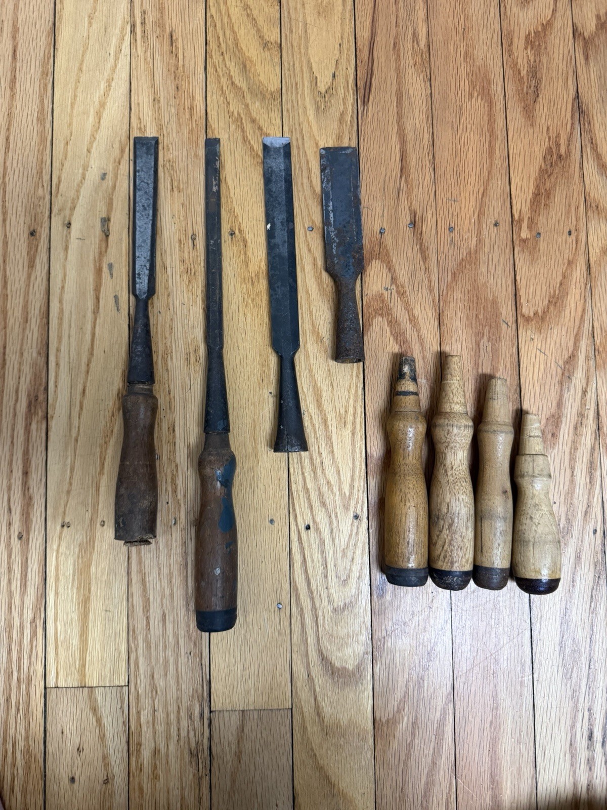 Lot 4 Vtg Antique Socket Chisel Wood Handles Buck Bros Jennings Enderes Tools