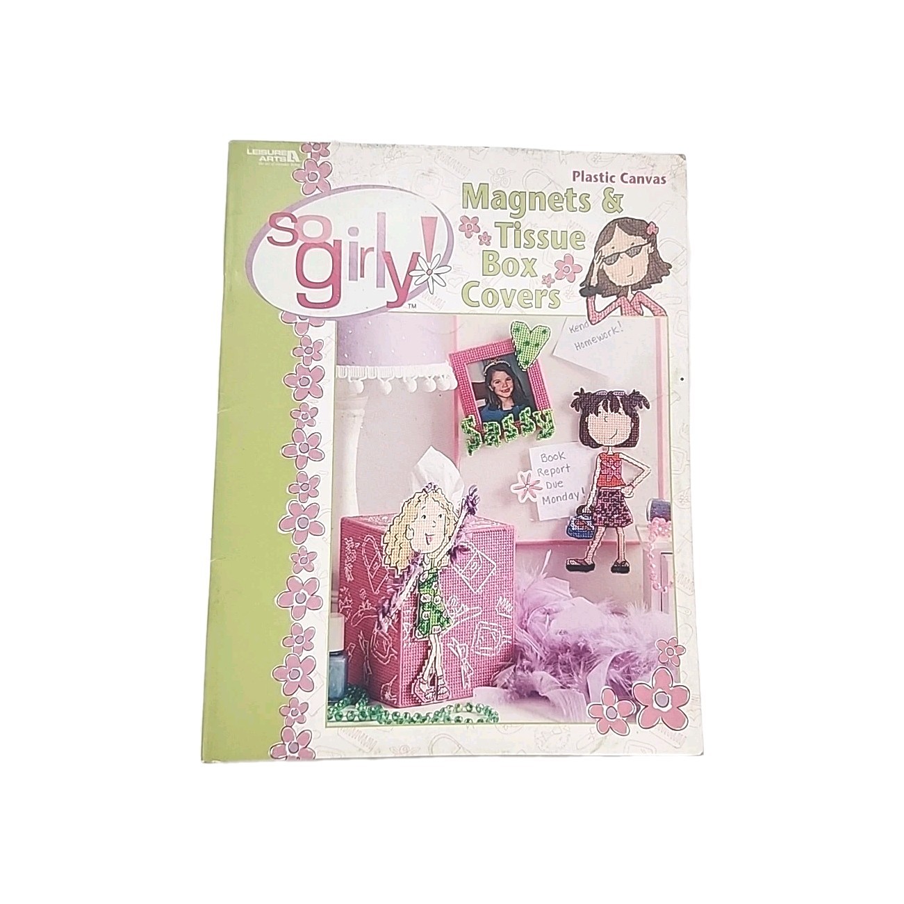 So Girly! Magnets & Tissue Box Covers Leisure Arts 2004 Plastic Canvas Booklet