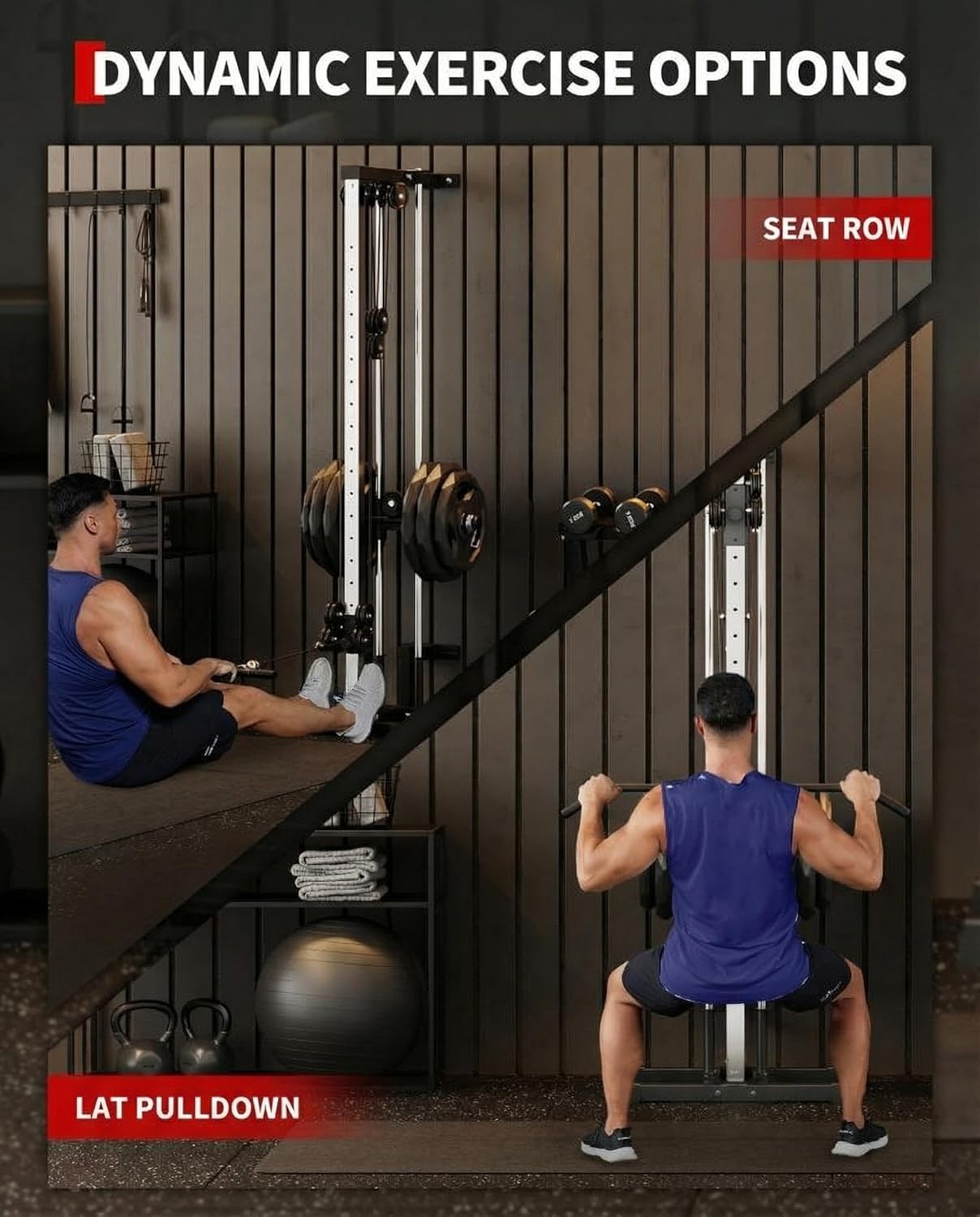 Wall Mount Cable Station, 18 Position Height Adjustable LAT Pulldown Machine