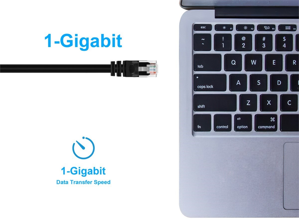 Cat6 Ethernet Patch Cable Network Internet Cord RJ45 Stranded UTP 24AWG 3' Black