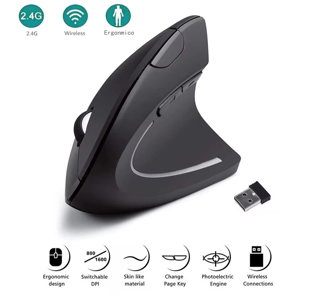 Ergonomic Vertical Wireless Mouse Carpal Tunnel Wrist Pain Relief For Laptop PC