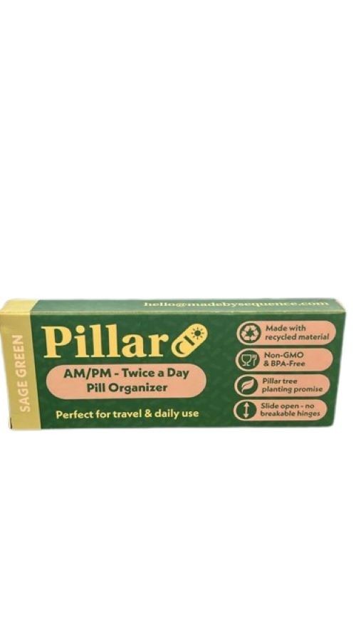 Pillar Weekly AM/PM Twice a day Pill Medication Tablet Organiser - Sage Green