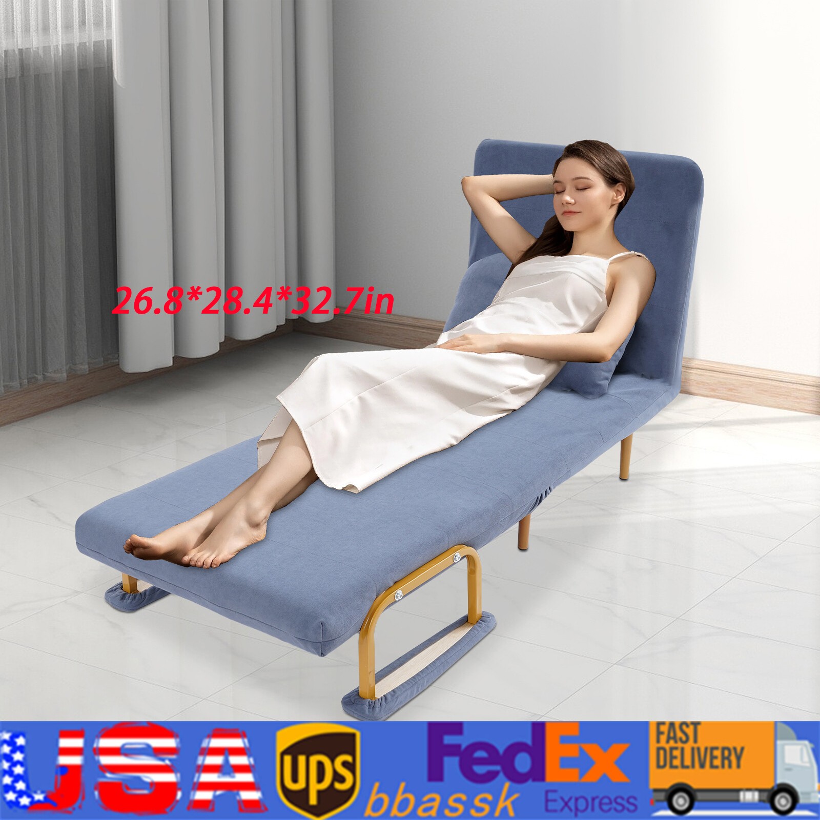 Premium Iron Sponge Folding Sofa Bed 68x190cm Rust-proof For Indoor Places