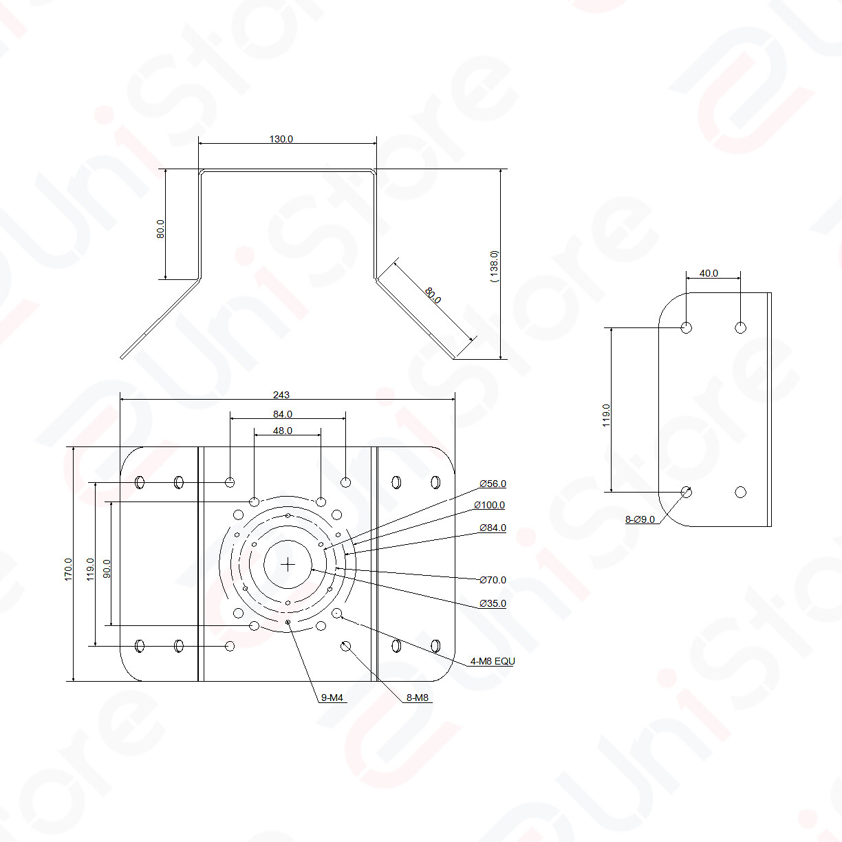 Original Dahua PFA151 Universal Corner Bracket Adapter Fit for Most Wall Mounts