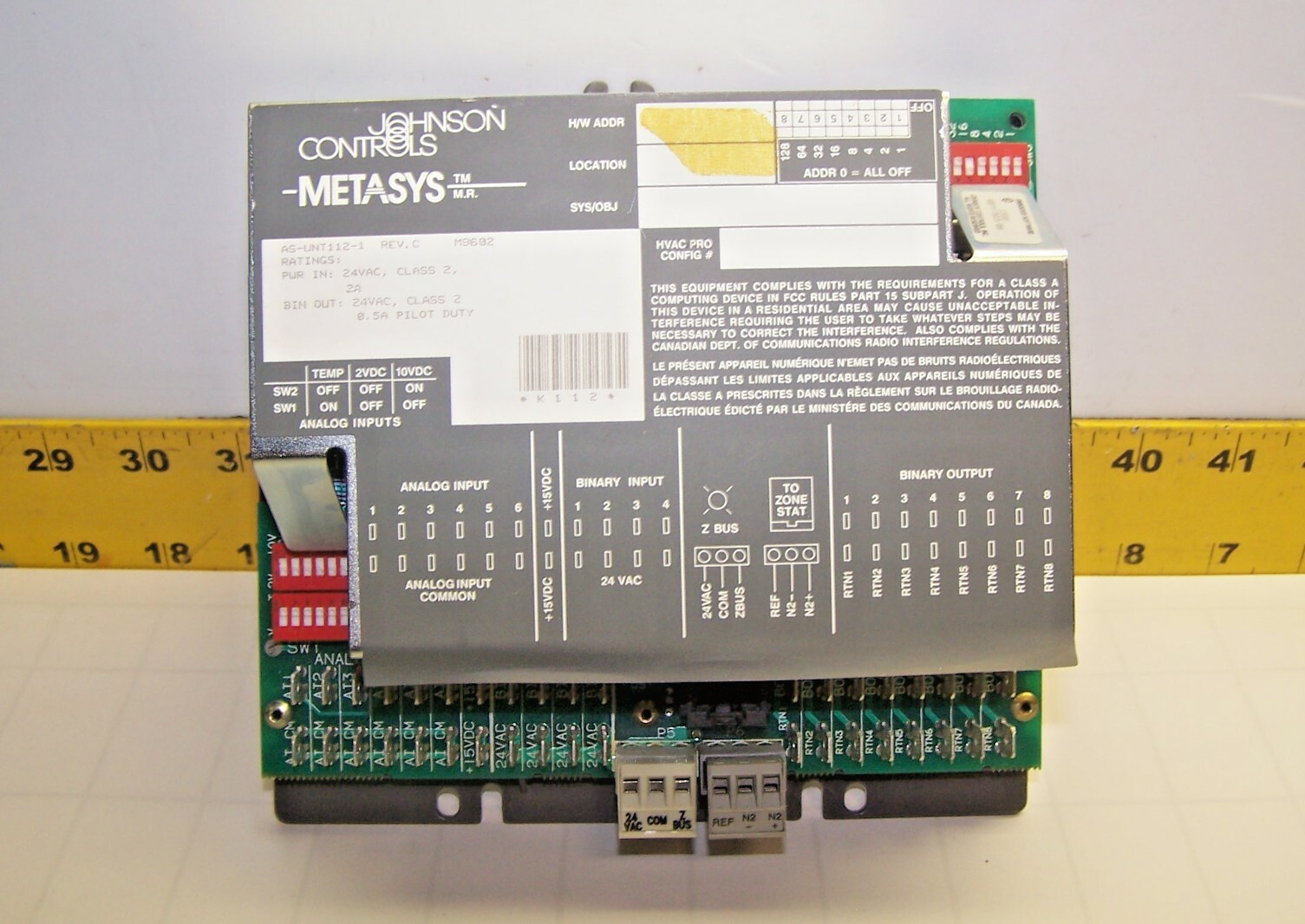 Johnson Controls Metasys Unitary Controller AS-UNT112-1 REV. C