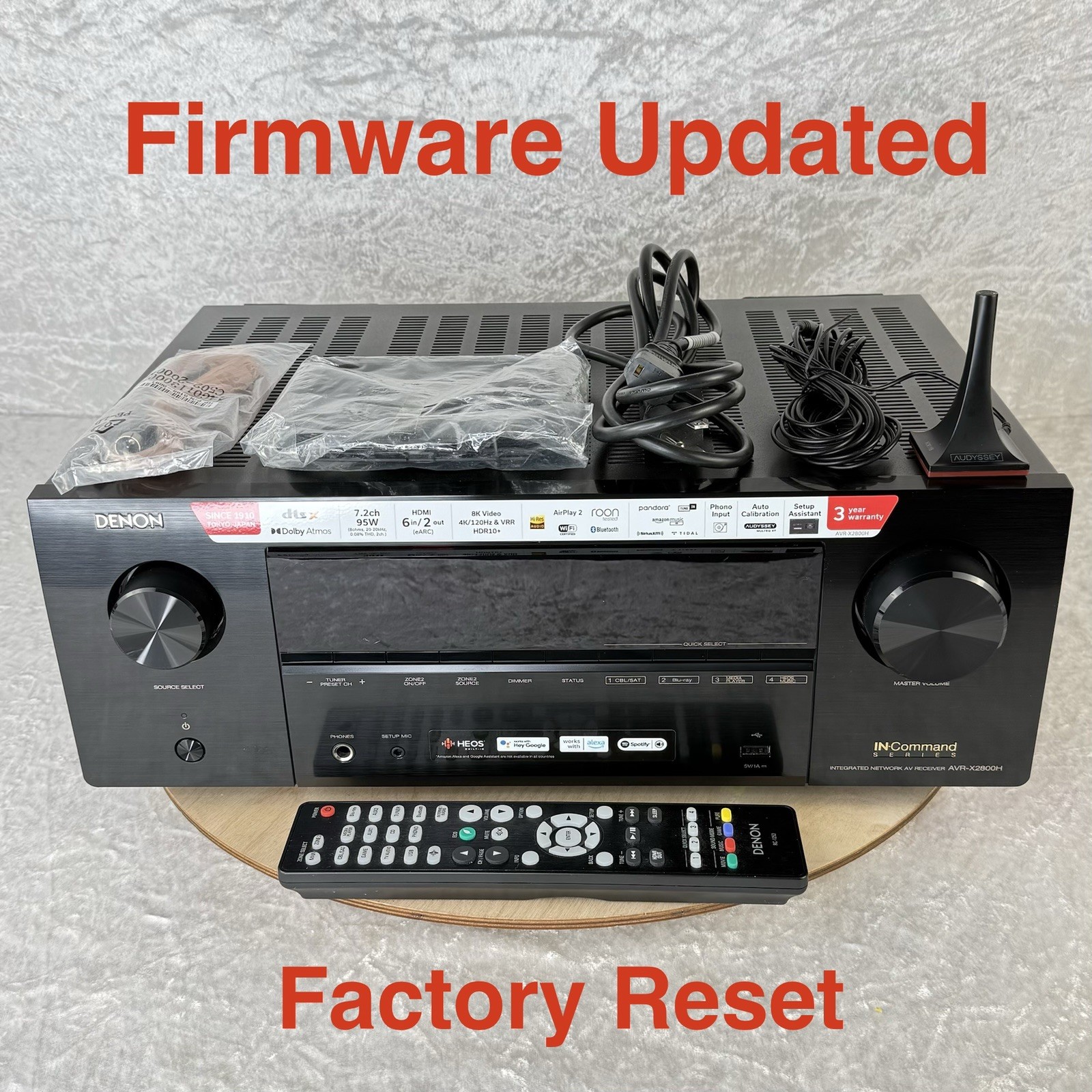 Denon AVR-X2800H 7.2 Channel 8K WiFI AV Receiver w/OEM RC-1253 Atmos HEOS eARC