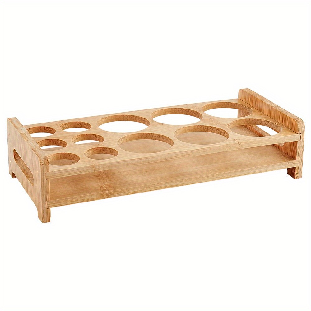 1pc 12Shot Glass Tray Holder Bamboo Wooden Shot Rack Beer Wine Glasses Organizer