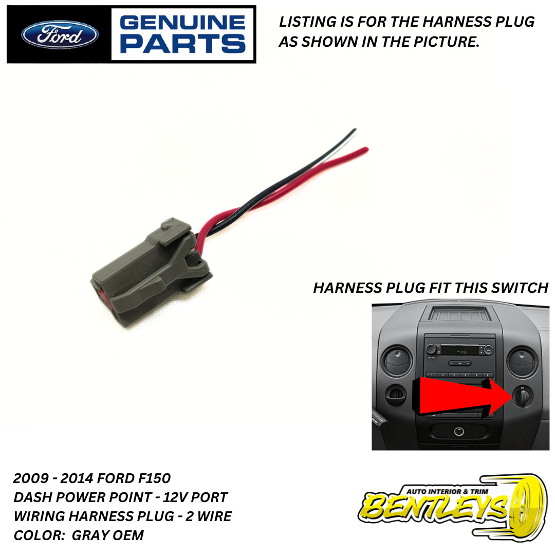 2009 - 2014 FORD F150 DASH POWER POINT PORT 12V OUTLET WIRING HARNESS PLUG OEM