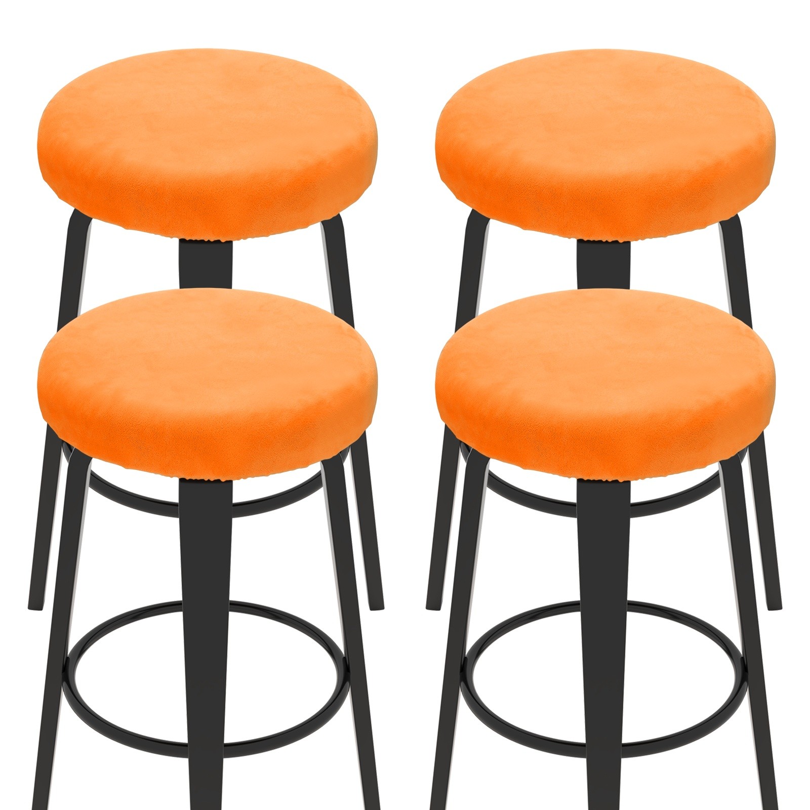 4 Pcs Bar Stool Covers, 14-18" Round Stool Covers with Elastic Band, Orange