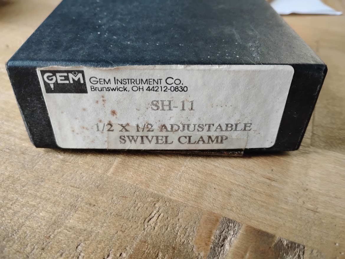 Gem Inst. SH-11 ADJUSTABLE SWIVEL CLAMP 1/2 x 1/2 FOR DROP INDICATORS - USA MADE