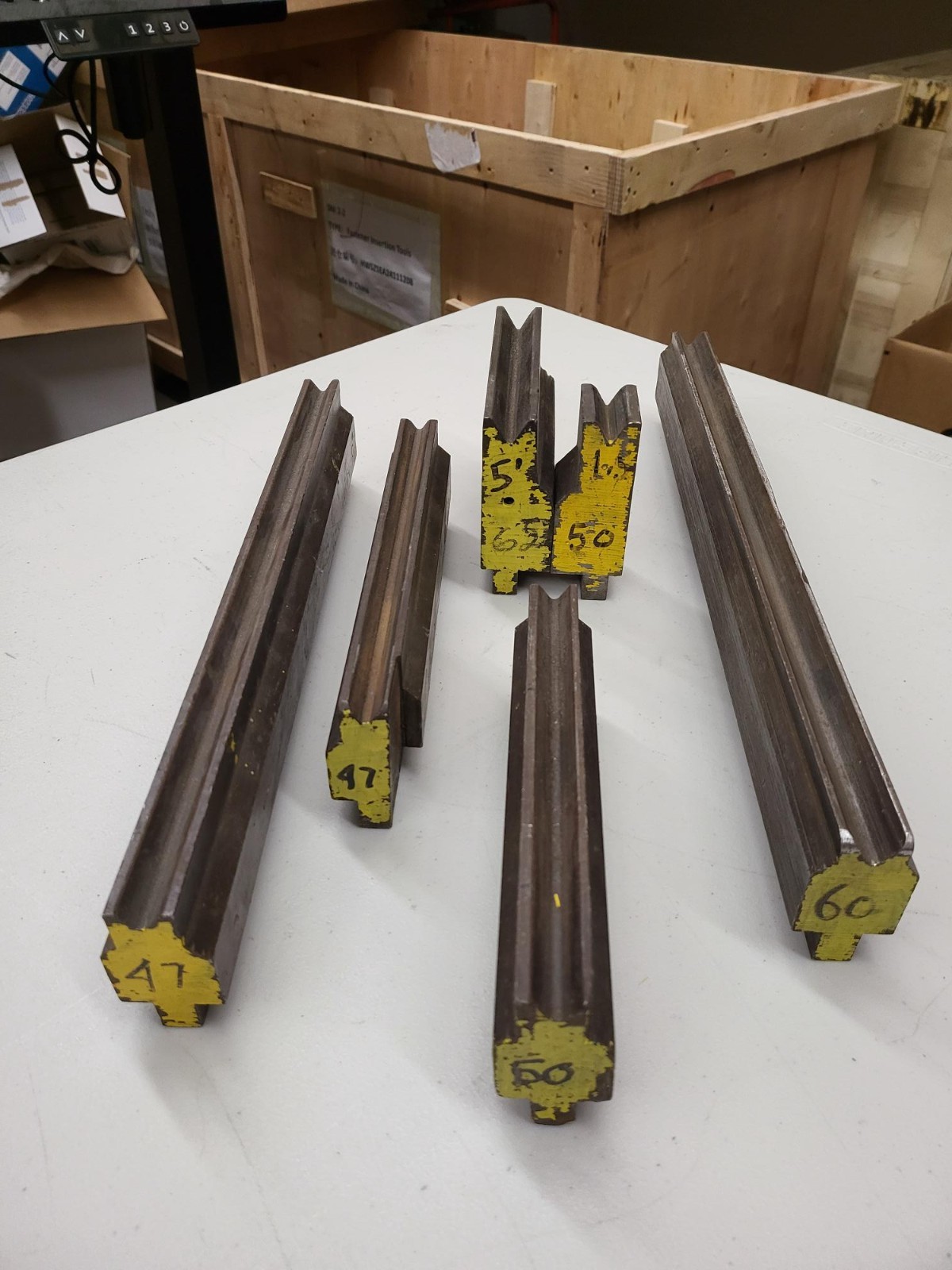 Press Brake V Die Lot of Misc. Sizes and Lengths - Most .50" Opening over 53"