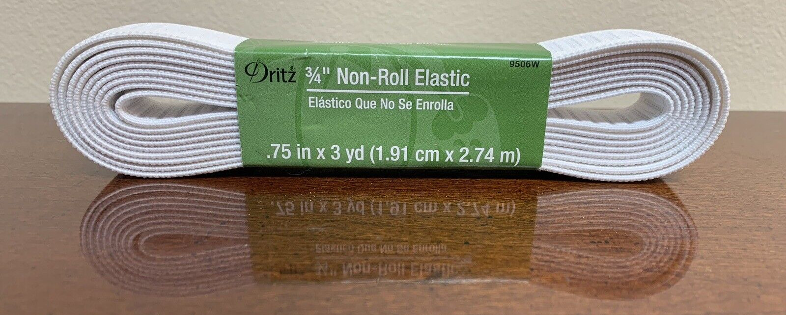 New Dritz Woven Non-Roll Elastic 3/4 X 3yd White 9506-W 9506W