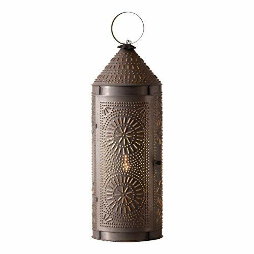 Large 22" Rustic Single Light Farmhouse Punched Chimney Lantern In Kettle Black
