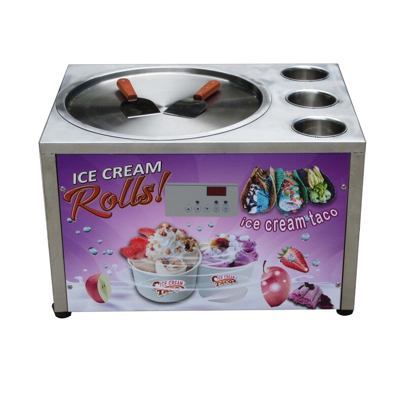 Kolice Countertop Fried Ice Cream Rolled Machine -18" Round Pan with 3 Buckets