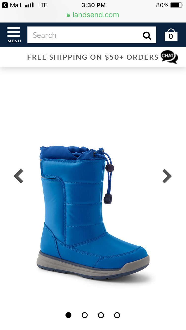 Lands End Girl Boy Bright Blue  Warm Snow Winter Water Repellent Boots Sz 12 NEW